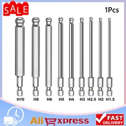 1x Magnetic Ball End 1/4Inch Hex Screwdriver Bits Set Metric Long Spherical Nutdrivers Bit H1.5.5 H3 H4 H5 H6 H8 H10 Hand Tool