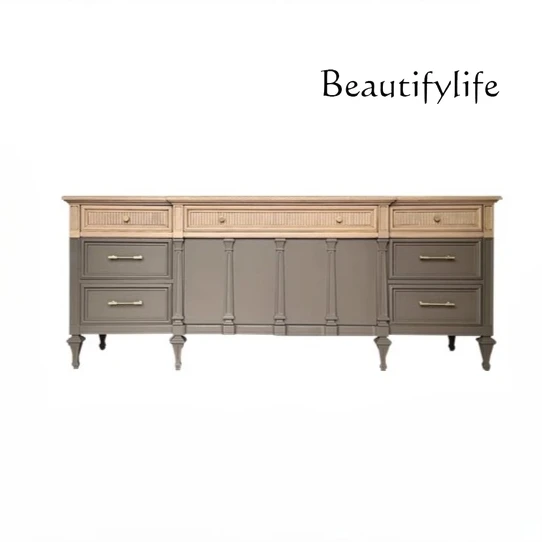 

French Contrasting TV Cabinet Villa Living Room Household Storage American Country Storage Side Cabinet Door Hall Entrance