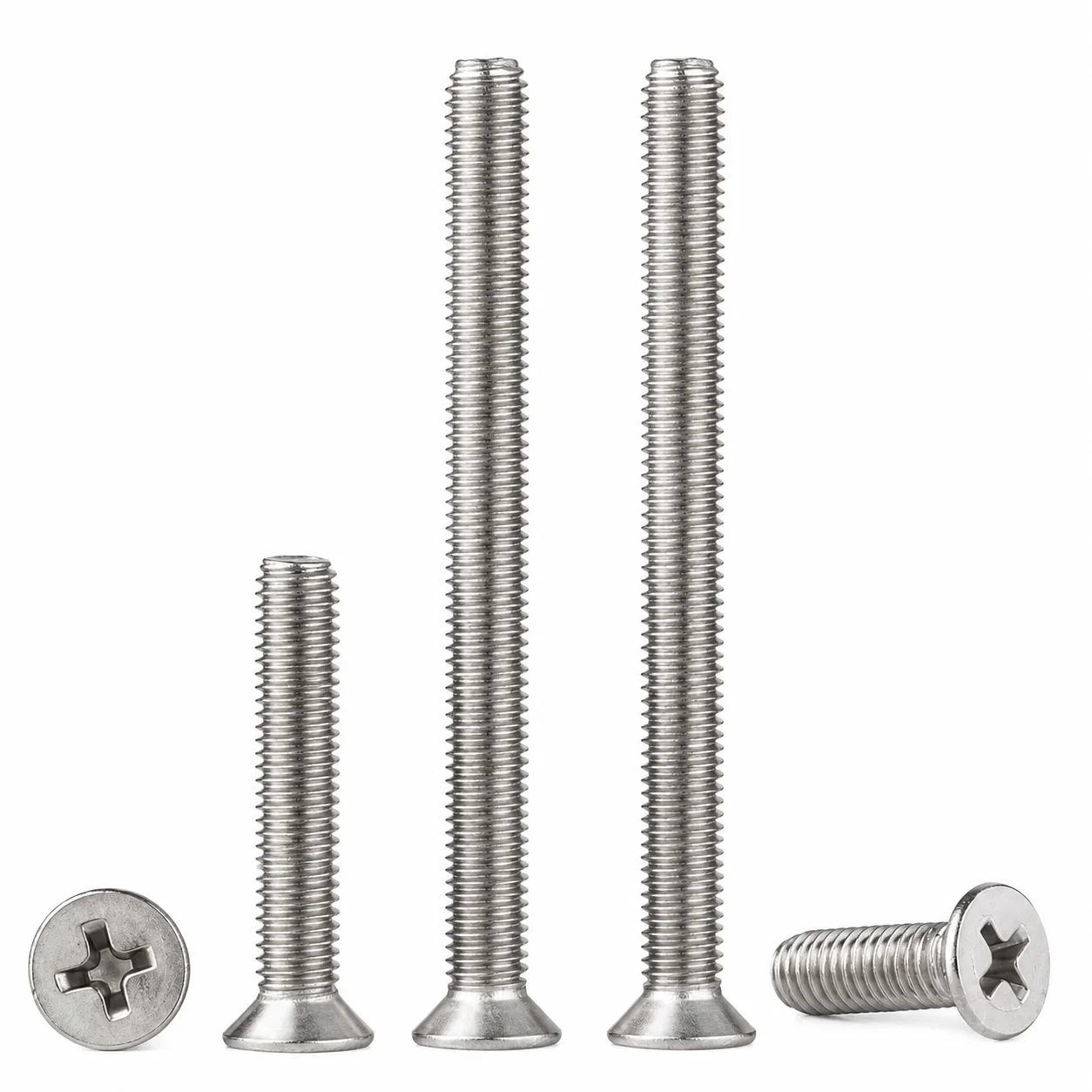 2-30Pcs 304 A2 Stainless Steel Phillips Flat Countersunk Head Machine Screws Bolts M2 M2.5 M3 M3.5 M4 M5 M6 M8 M10 GB819 3-100mm