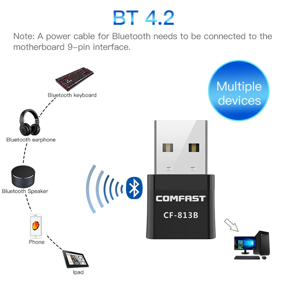 USB Bluetooth WiFi Adapter 5Ghz Dual Band 650Mbps AC Wireless Receiver Mini WiFi Dongle BT4.2 WIFI Network card for pc / laptop