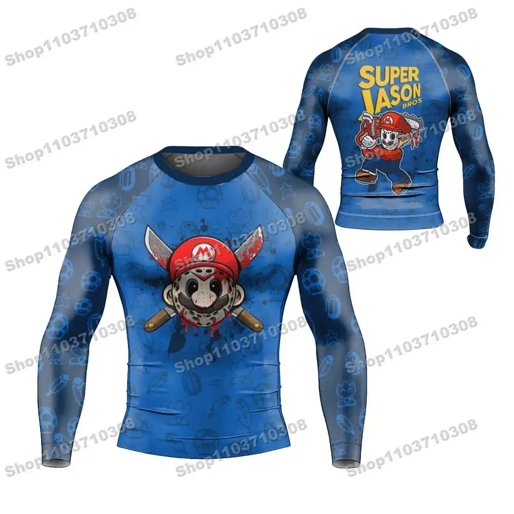 m34th Various mythical heroes Long Sleeve Jersey Beach Shirts Swimwear Diving Gym Shorts MMA BJJ Men Jiu Jitsu Fitness Sets