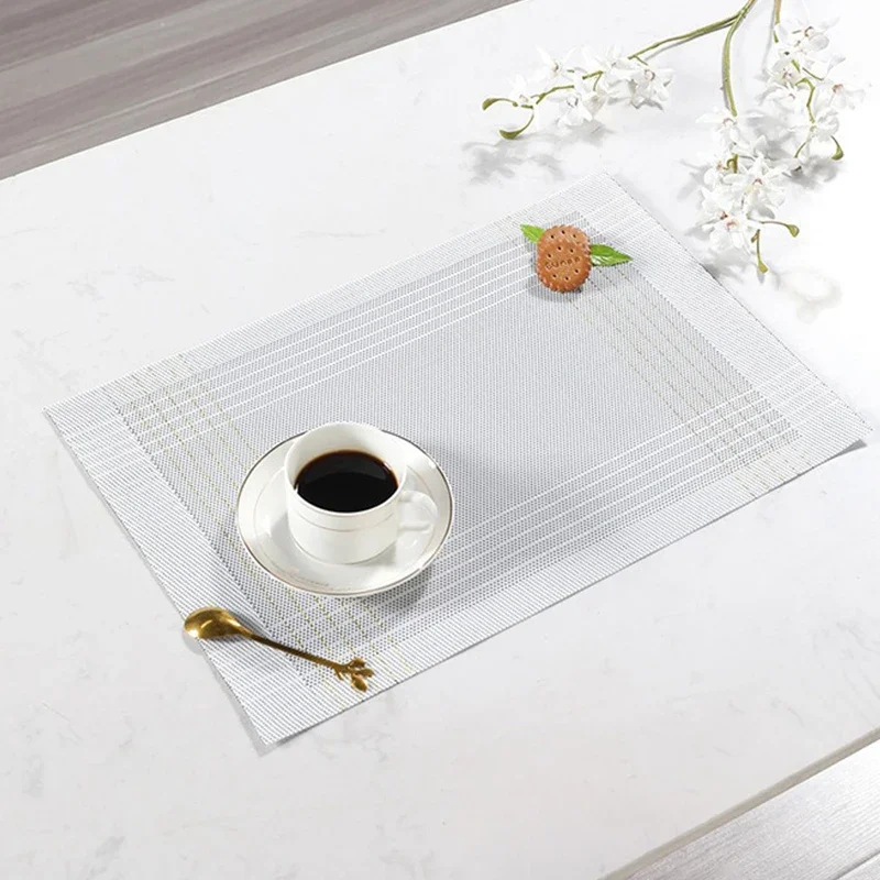 PVC Placemats Heat Insulation Waterproof Dining Table Mats Reusable Weave Pads for Camping Hotel Banquet Home Kitchen Decor