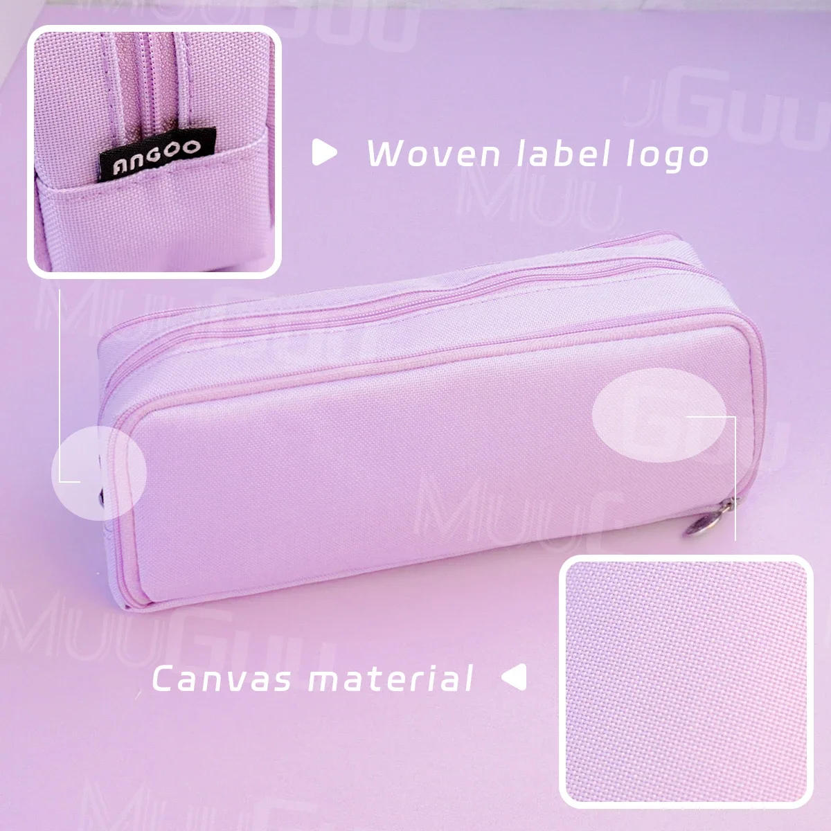 Kawaii Pencil Case Solid Color Stationery Bag Large Capacity Washable Pencil Bag Cute Office Student Supplies