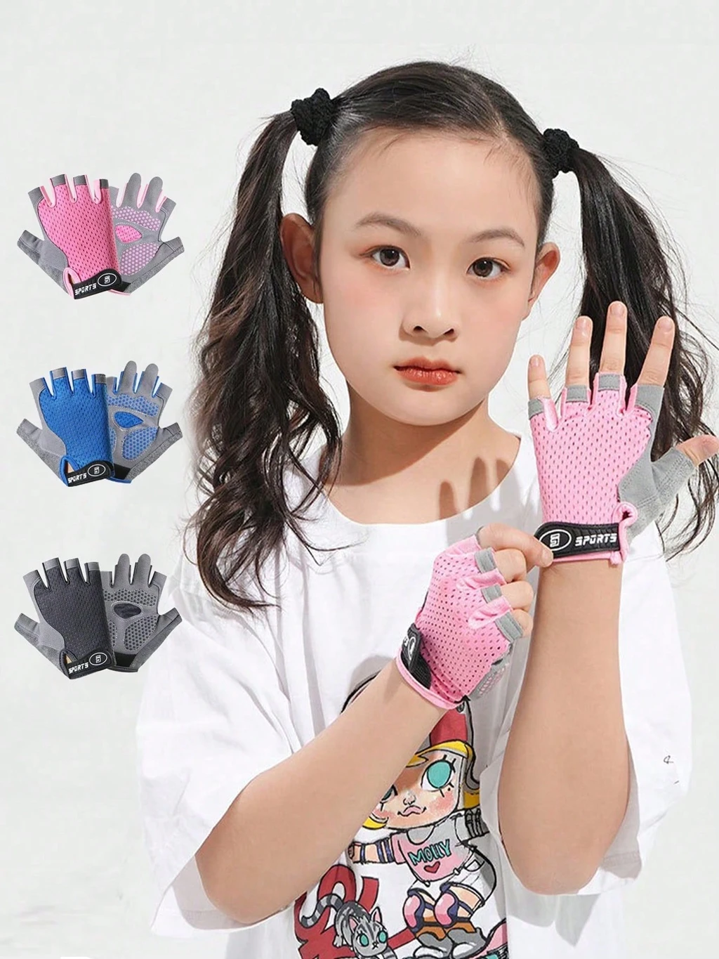 AliExpress NONE Children's gloves, anti-slip and wear-resistant balance bike, horizontal bar cycling, bicycle riding, half finger shock absorpti
