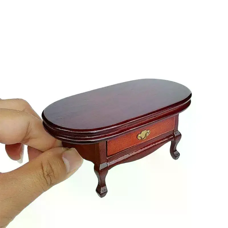 1/12 Dollhouse Coffee Table Tea Table with Drawers Doll Home Living Room Furniture Ornament Dolls House Micro Scene Decoration