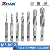XCAN Hex Shank HSS Screw Thread Tap Drill Bits Spiral Flute Metric Machine Compound Tap M3 M4 M5 M6 M8 M10 M12 Hand Tools