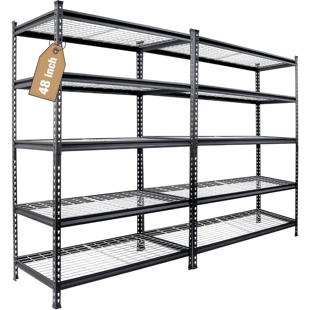 

5-Tier Metal Shelving Unit, 48”W x 24”D x 72”H, Heavy Duty Adjustable Storage Rack, 4000 lbs Load Capacity (Total), for