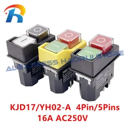 New KLD Electromagnetic Switch YH02-A Waterproof Dustproof Button 4-pin/5-pin 16A AC250V Replacement KEDU KJD17 Magnetic Switch