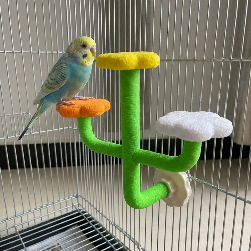 Detachable Cactus Shaped Bird Habitat Pole Wear Resistant Bite Resistant Bird Perch Stand Stable Space Saving Bird Cage Platform