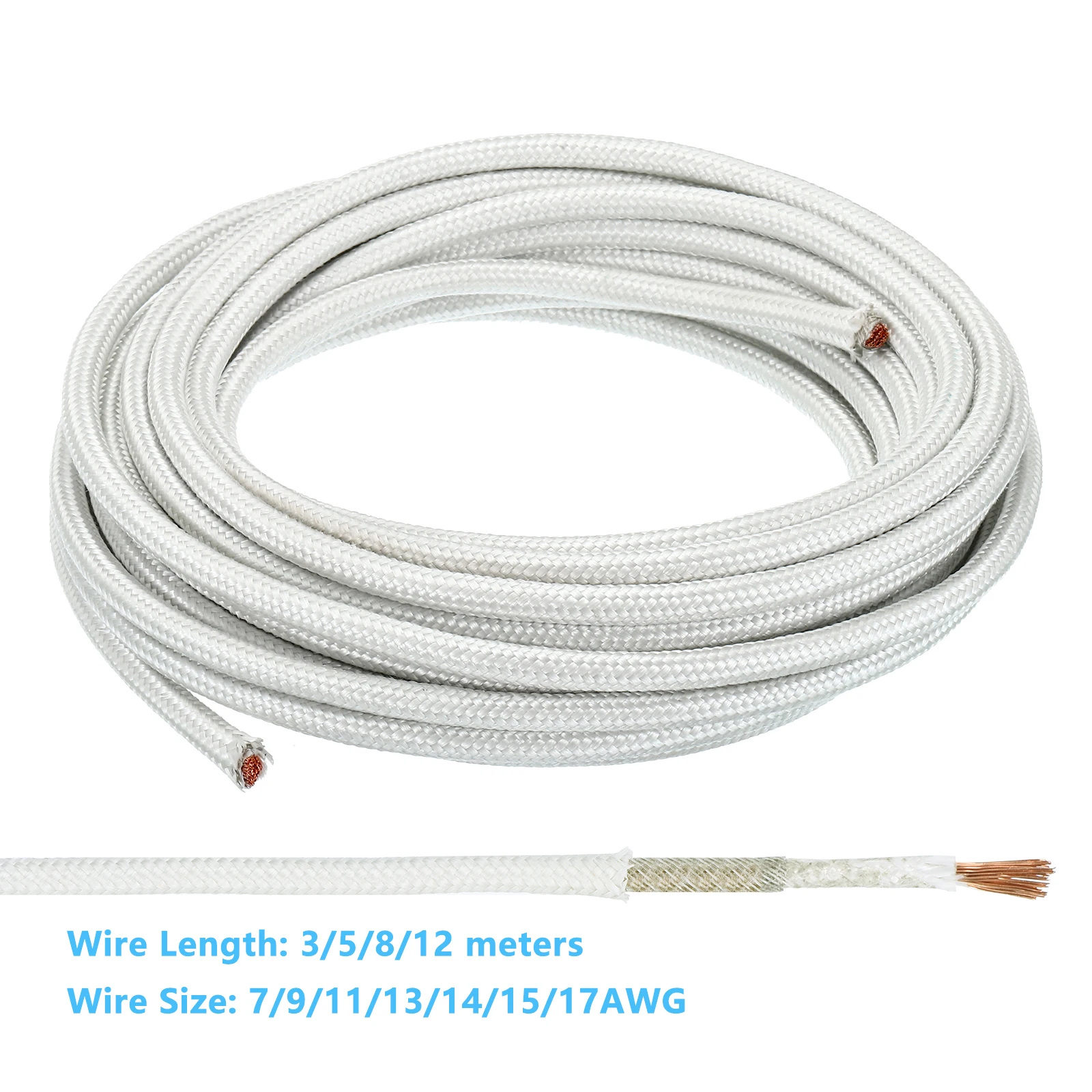 3m-12m 7AWG-17AWG High Temperature Wire Mica Glass Fiber Electronic Wire Insulated Heat Resistant Electronical Flexible Cable