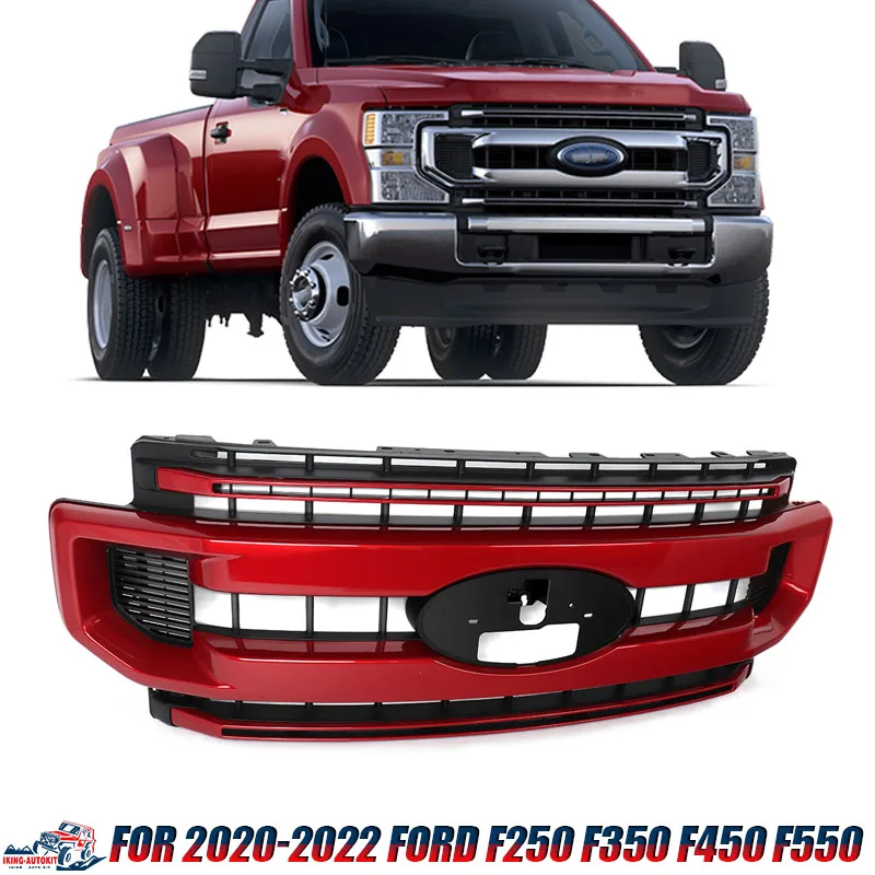 Rapid Red D4 XLT Style Front Bumper Upper Grille Fit For Ford 2020 2021 2022 F250 F350 F450 F550 Super Duty Front Grill Assembly