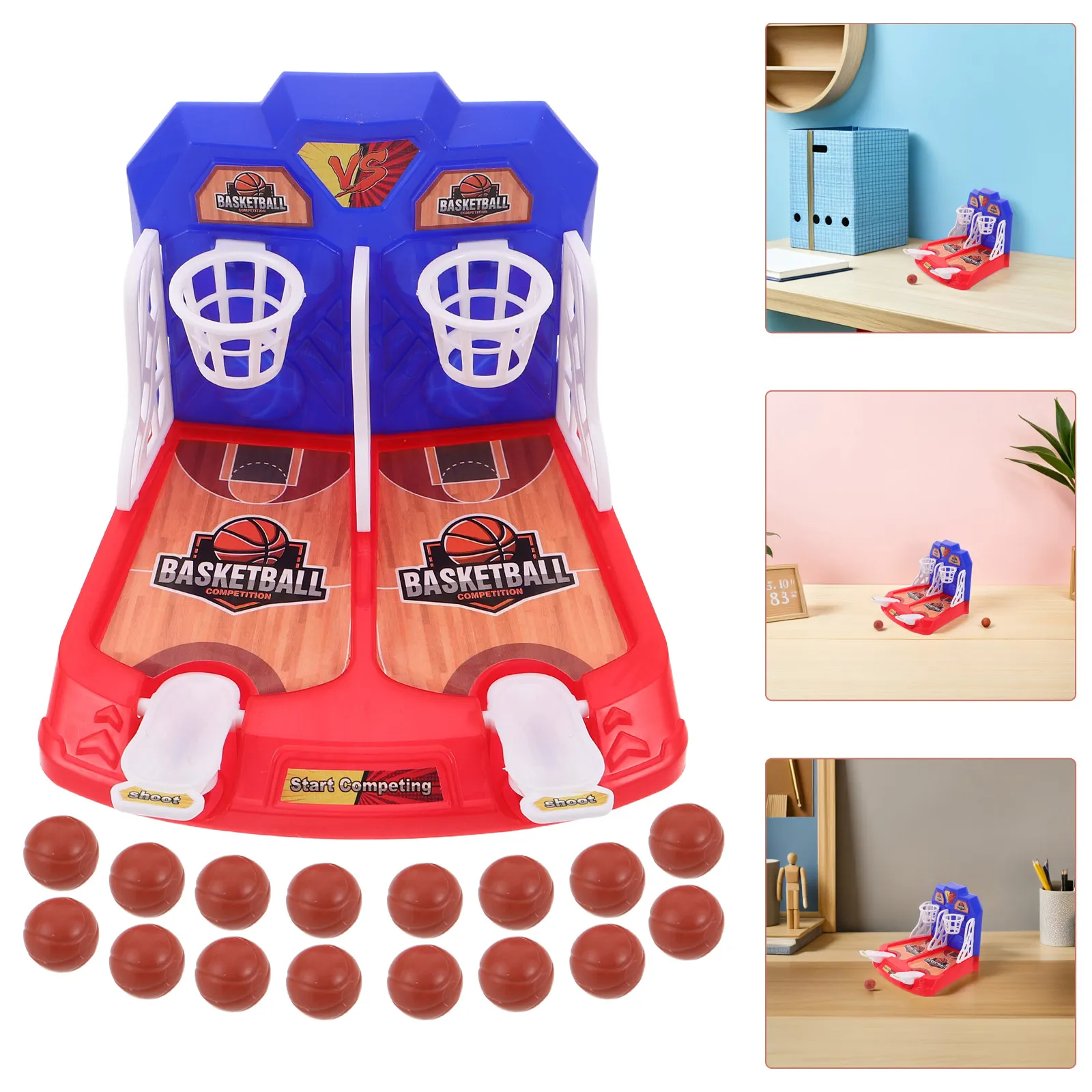 

Настольный мини-баскетбол с функцией выстрела пальцем, синий, для офиса, развлечений и вечеринок, компактный