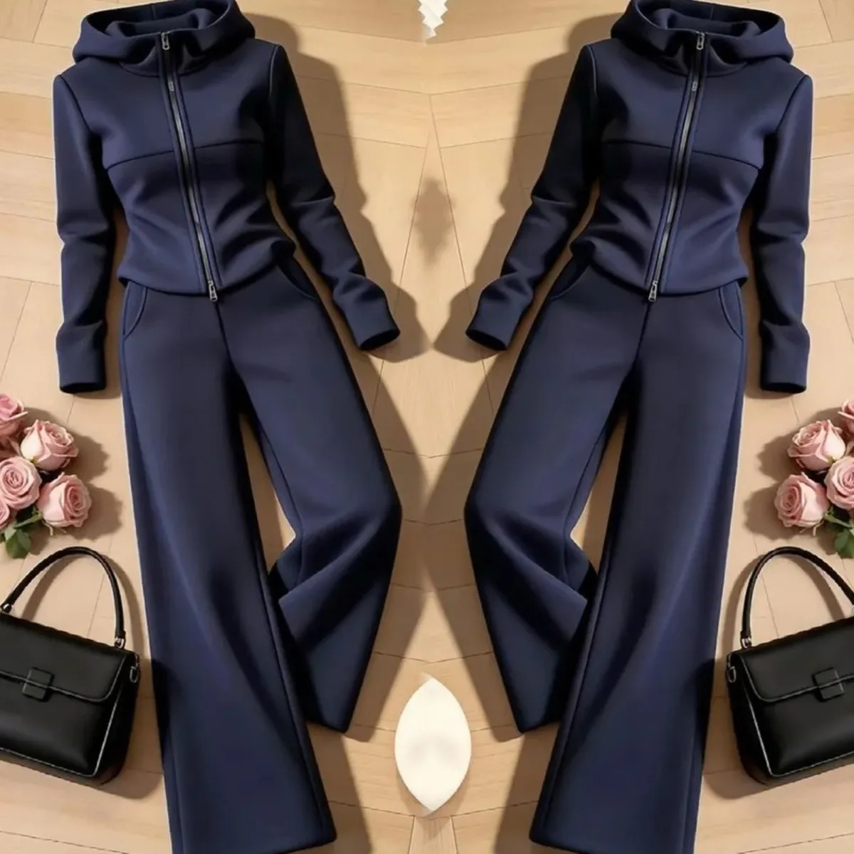 Fashion and Casual Women's Set Spring and Autumn Korean Style Temperament Waist Cinched Top and Pants Two-piece Set