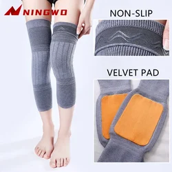 2PCS Winter Warm Wool Cashmere Leg Warmers Sleeves Thick Fleece Lined Knee Pads Brace Support Guard Protector Long Thermal Wraps