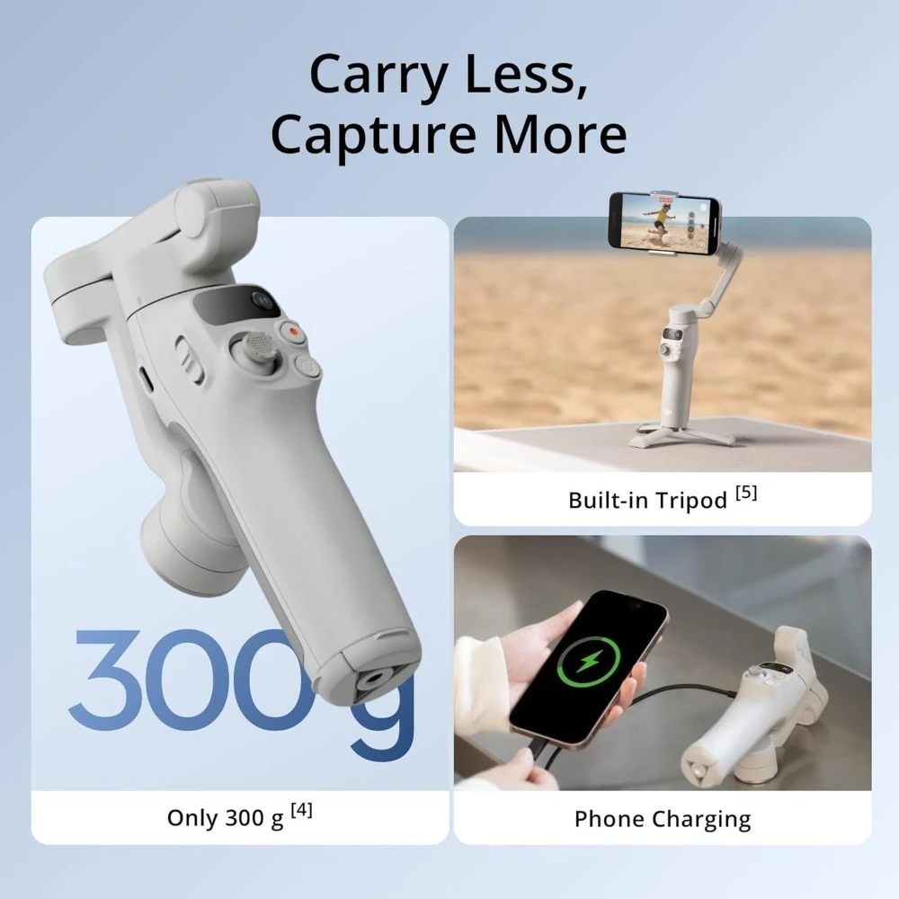 

US Shipping 3-Axis Smartphone Gimbal Stabilizer with Built-in Tripod Selfie Stick ActiveTrack 7.0 One-Tap Edit 10-Hour