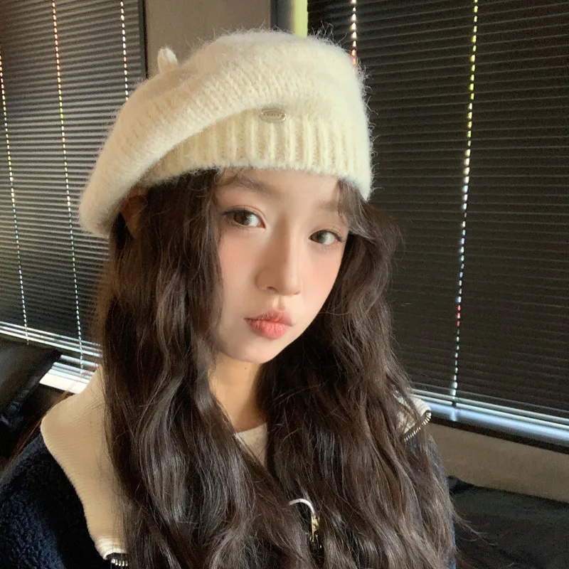 أزياء المرأة قبعة الرجعية موزع الصحف قبعة الشتاء قبعة بيريه محبوك القبعات للنساء الشتاء الطقس البارد #4