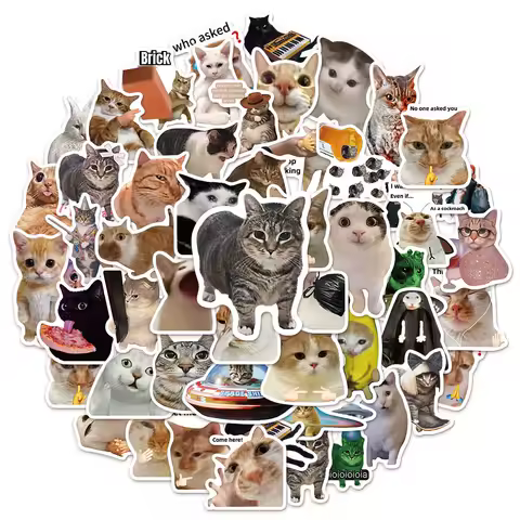 50/100pcs CAT FUNNY Kreativa N&auml;tverksk&auml;ndis Kattmeme Samling DIY Graffiti Stickers f&ouml;r Vattenflaskor, Skateboards &amp; Leksaker
