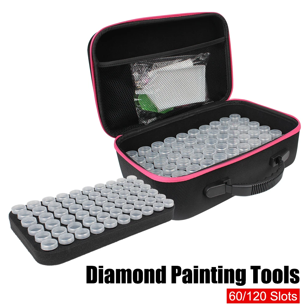 

60/120 Slots Diamond Painting Tools Beads Carry Case Handbag Detachable Embroidery Tools Jewelry Storage Box