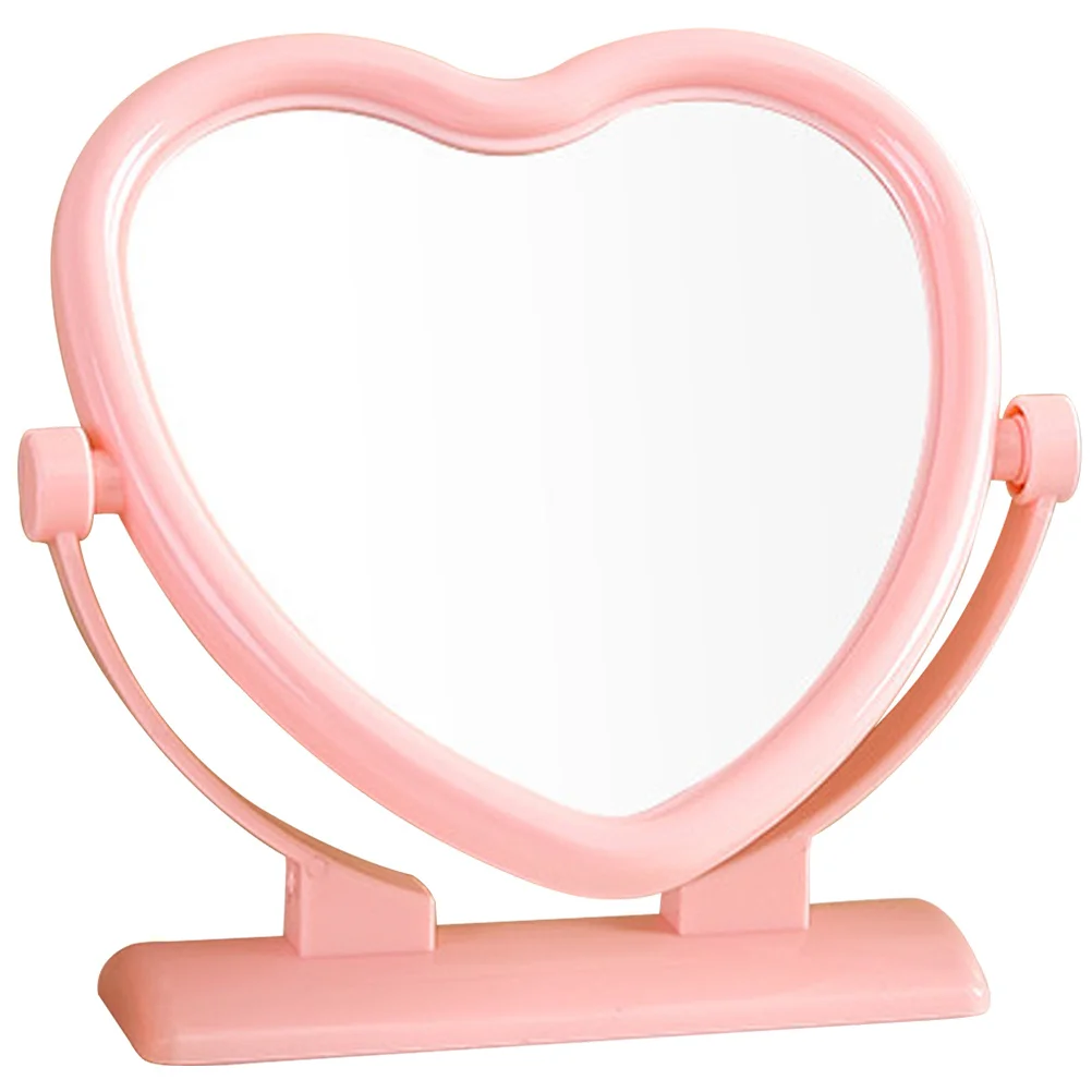 Heart Shaped Double-Sided Tabletop Mirror Compact Portable Desk Mirror for Bedroom Decor