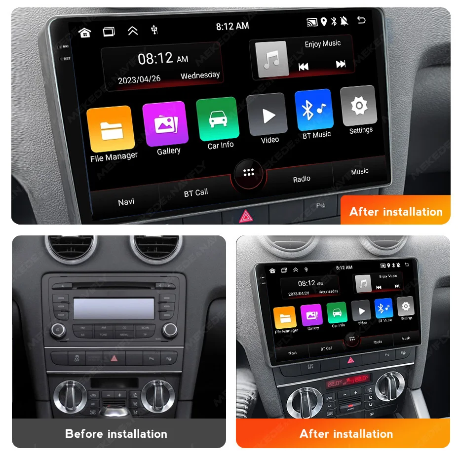 Carplay + Auto 2 DIN WIFI Android 13 navigazione GPS Multimedia autoradio Host intelligente accessori per Auto per Audi A3 8P 2003-2013