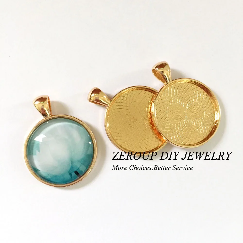 5 buah 25mm Silver Warna Mawar Emas Berlapis Kalung Liontin Pengaturan Cabochon Cameo Dasar Nampan Tembaga Bezel Kosong Perhiasan temuan