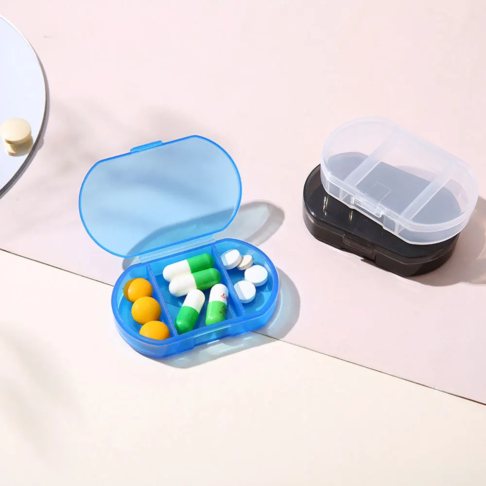 Pill Box Mini Pill Case 3 Grids Tablet Pill Organizer Case Dispenser Travel Tablet Holder Container Medicine Drug Storage Box
