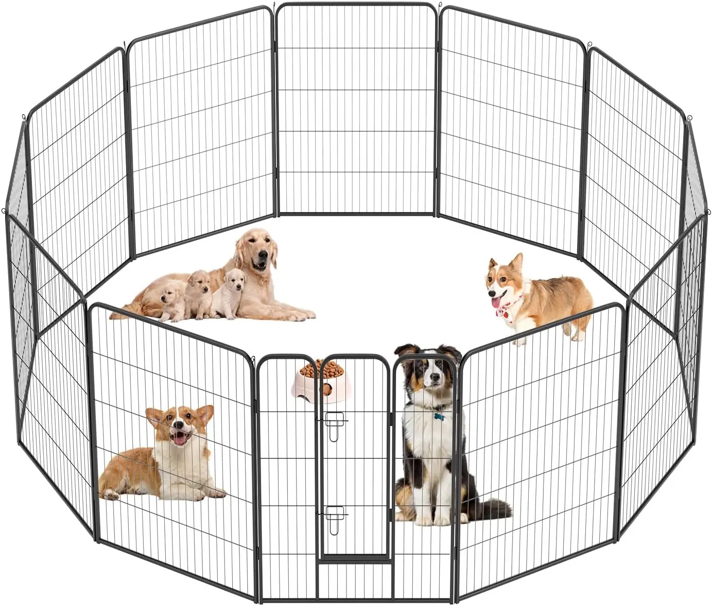 

12-Panel 40" Height Folding Metal Dog Playpen, Portable Puppy Exercise Pen for Indoor/Outdoor Yard and Camping - Black