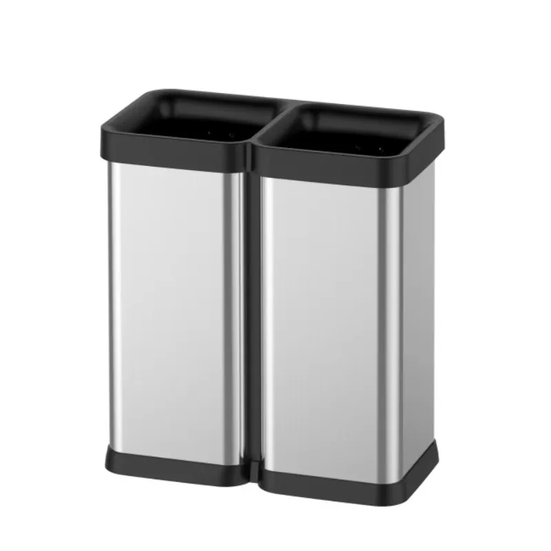 

Open Top Waste Recycle Bin 2 Compartments Trash Can for Recycling Storage