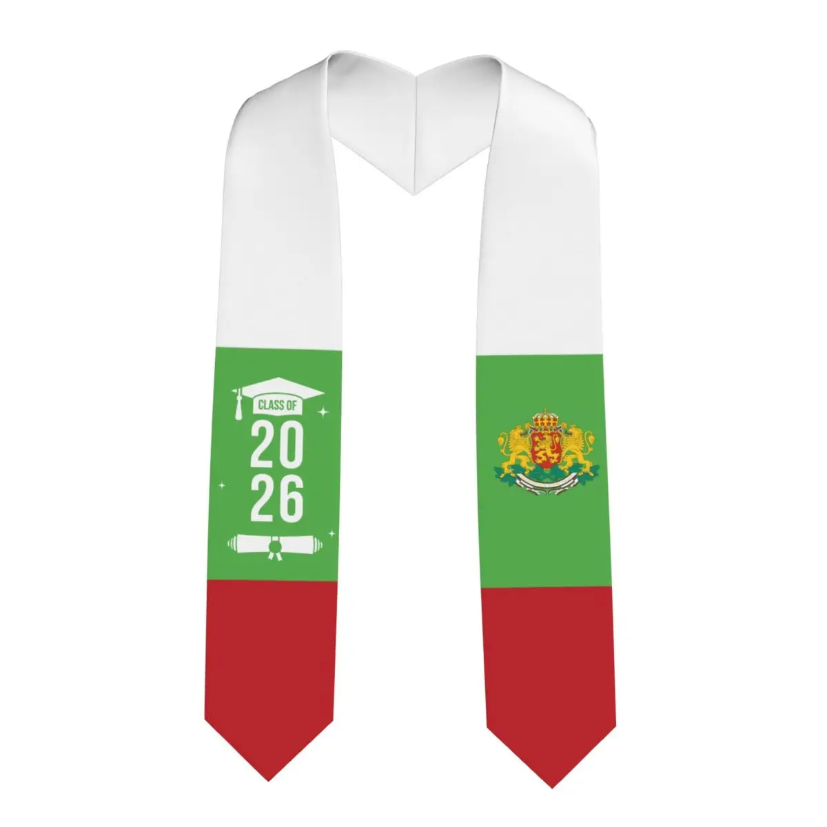

Class Of 2026 Bulgaria Flag Graduation Stole Sash Scarf For International Students Proud 183CM Long
