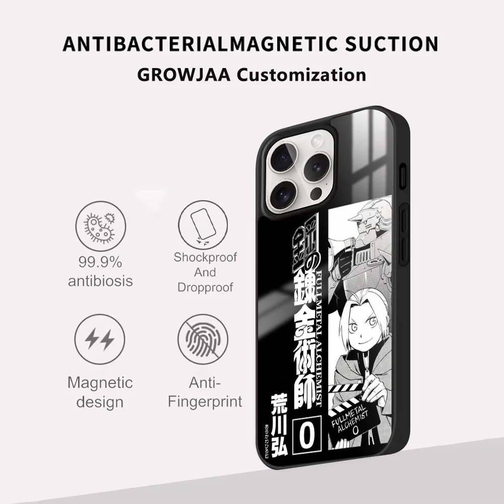 Anime F-Fullmetal-A-Alchemist Phone Case For iPhone 16 15 14 13 12 11 Pro Max Plus Mini Magsafe Mirror Wireless Magnetic Cover