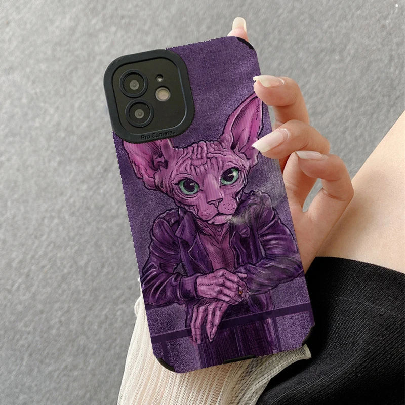 Sphinx Cat Smoker Phone Cases for IPhone 11 Case 14 Pro Max 15 Pro Max Siamese Cat Smoking IPhone Case for IPhone 13