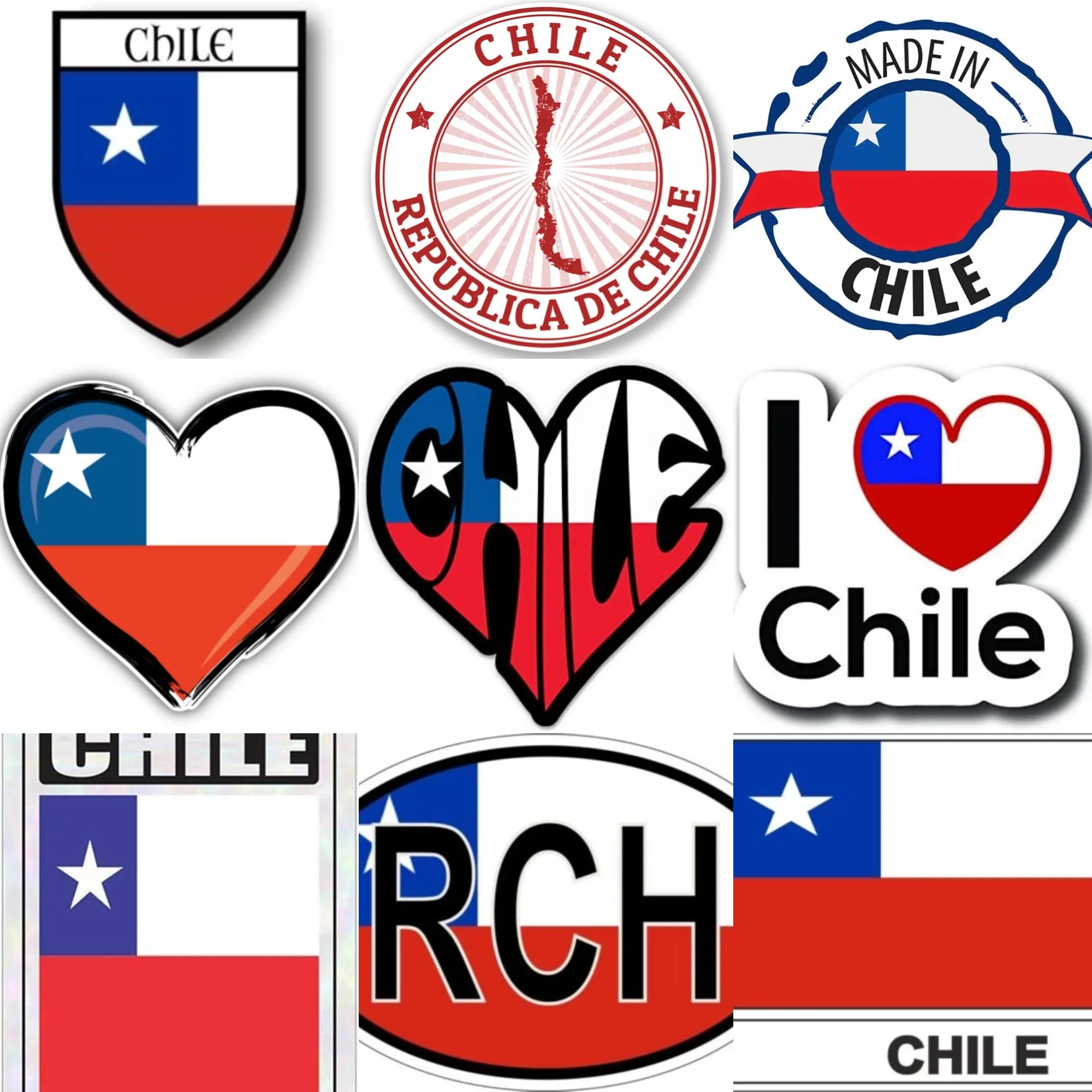 

Chile RCH Flag Map National Emblem Creative PVC Sticker for Decorate Car Van Truck Helmet Window Fridge Wall Decal Accessories