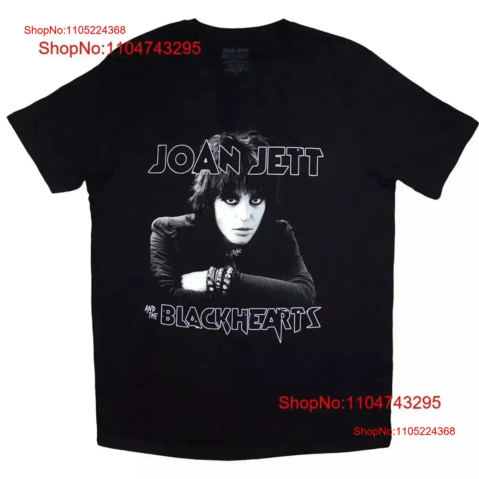 تي شيرت Joan Jett Photo أسود عتيق برسومات مغسولة قليلاً ومتمدد ومتعدد الاستخدامات، قميص مريح للارتداء اليومي #1