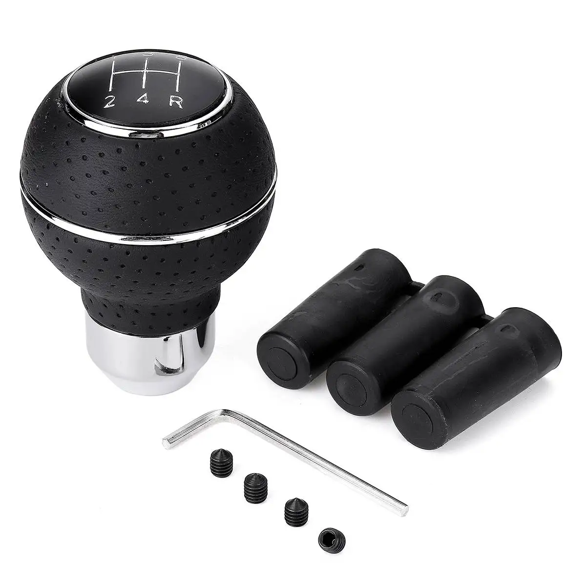 Black 5 Speed Aluminum Car Gear Shift Knob With Sleeve Adapter Lever Knob Universal For Ford For Focus For Mondeo For Fiesta