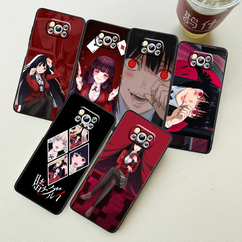 Anime Kakegurui Girl Comics For Xiaomi Mi Poco F5 F4 F3 X6 X5 X4 X3 M6 M5 M5S M4 M3 C65 Pro GT NFC 5G Black Cover Phone Case