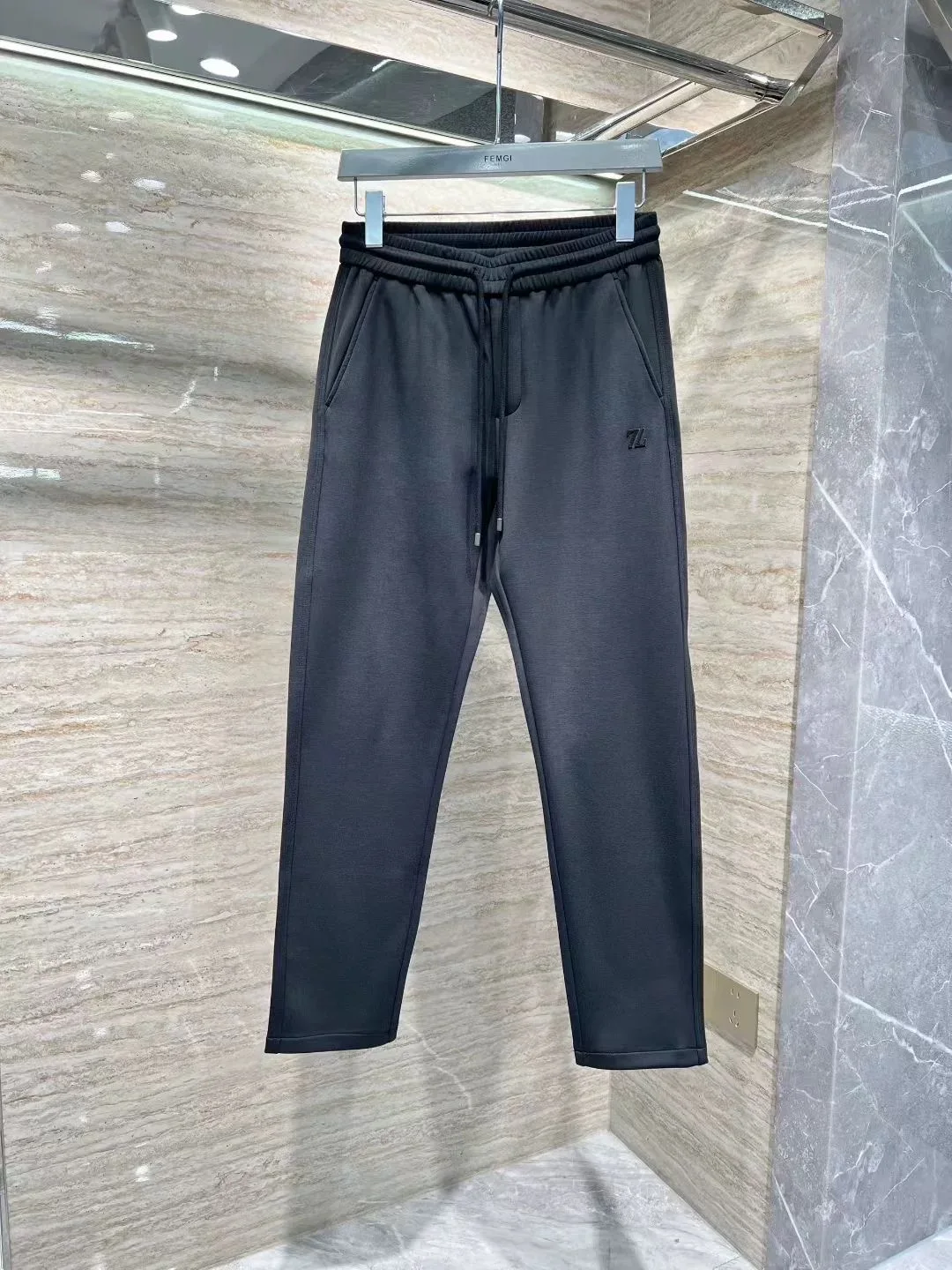 

Faionable Embroidered Dstring Casual Pants Men's Iron-Free West Pants Autumn Winter New Arrival Straight Leg Casual Pants