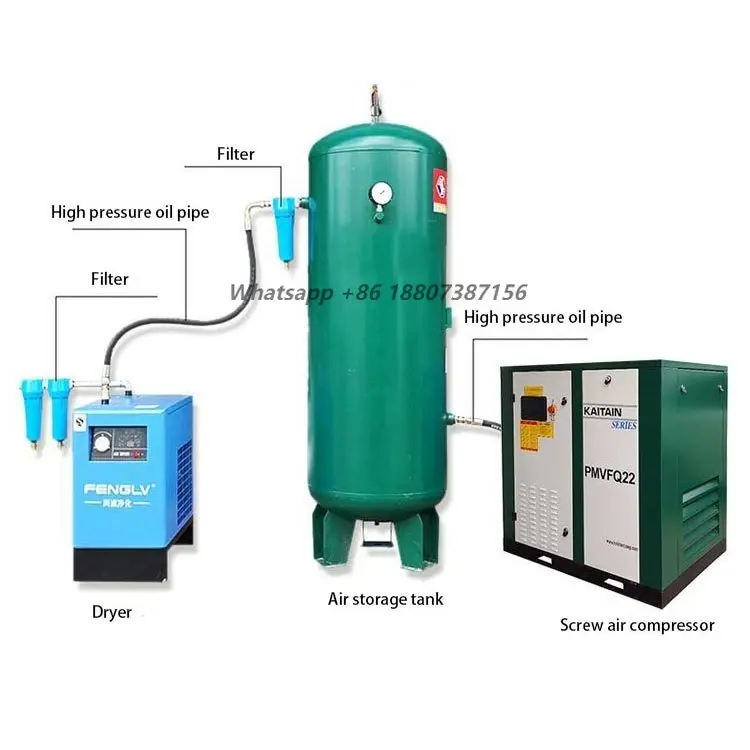 Chinese Manufacturer Provide Single Phase or Two Stage Rotary Screw air Compressor with air Dryer