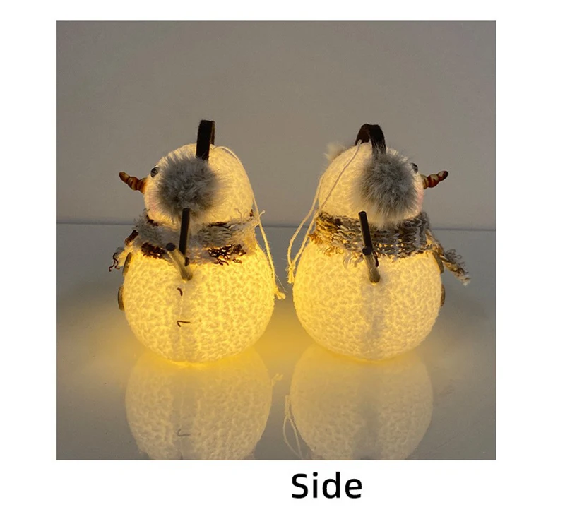 Christma Snowman Ornament with Built-in Light Plush Snowman Doll Night Light Table Decoration Set Battery Christmas Gift