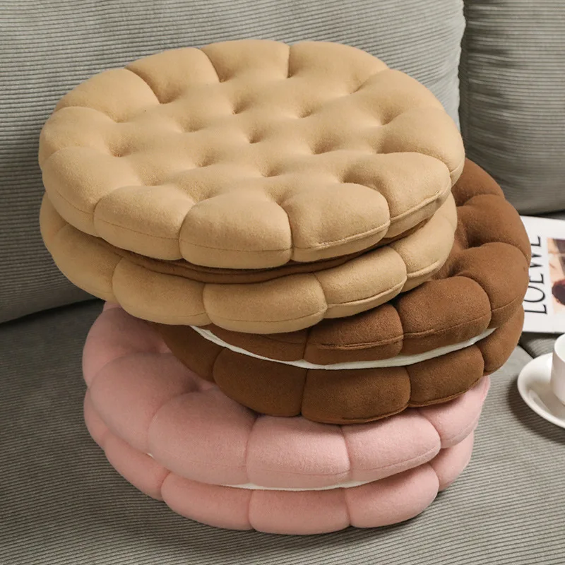 38cm Sitting Cushion Creative Soft Sand Biscuit Shape Cushion Pillow Chair Car Seat Pad Decor Cookie Tatami Back Cushion Sofa