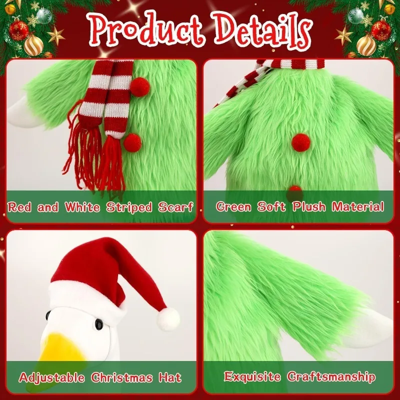 Divertida traje de ganso verde, disfraz de ganso de Navidad para porche de 23 pulgadas de alto, ganso para patio, césped, jardín al aire libre, decoración navideña, Cosplay