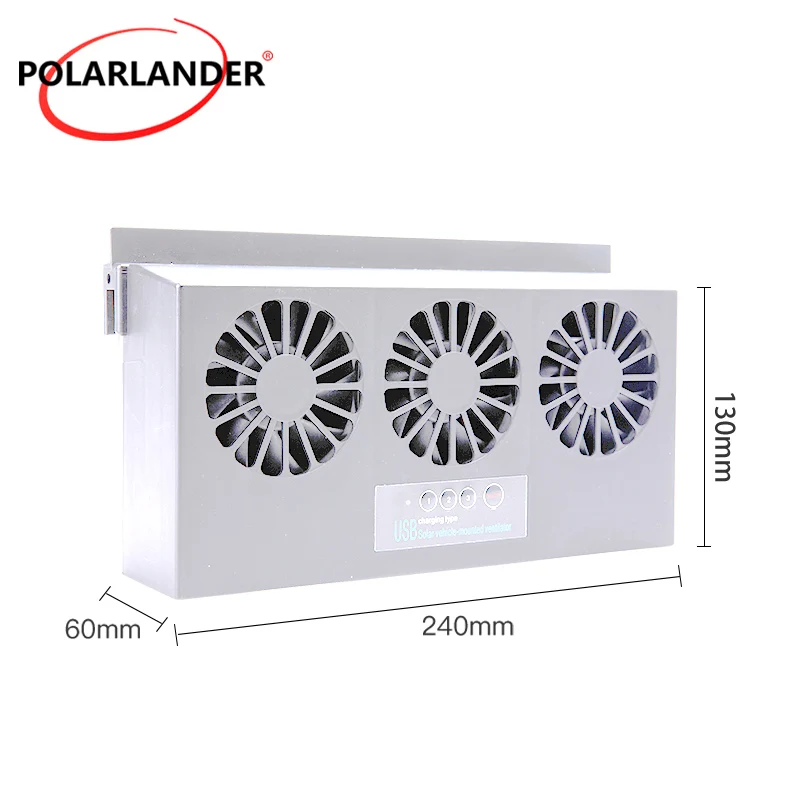 3‑Head Solar Powered Car Exhaust Fan F‑598 White 5V USB No‑Battery Auto Window Vent Cooling Fan 4500 RPM