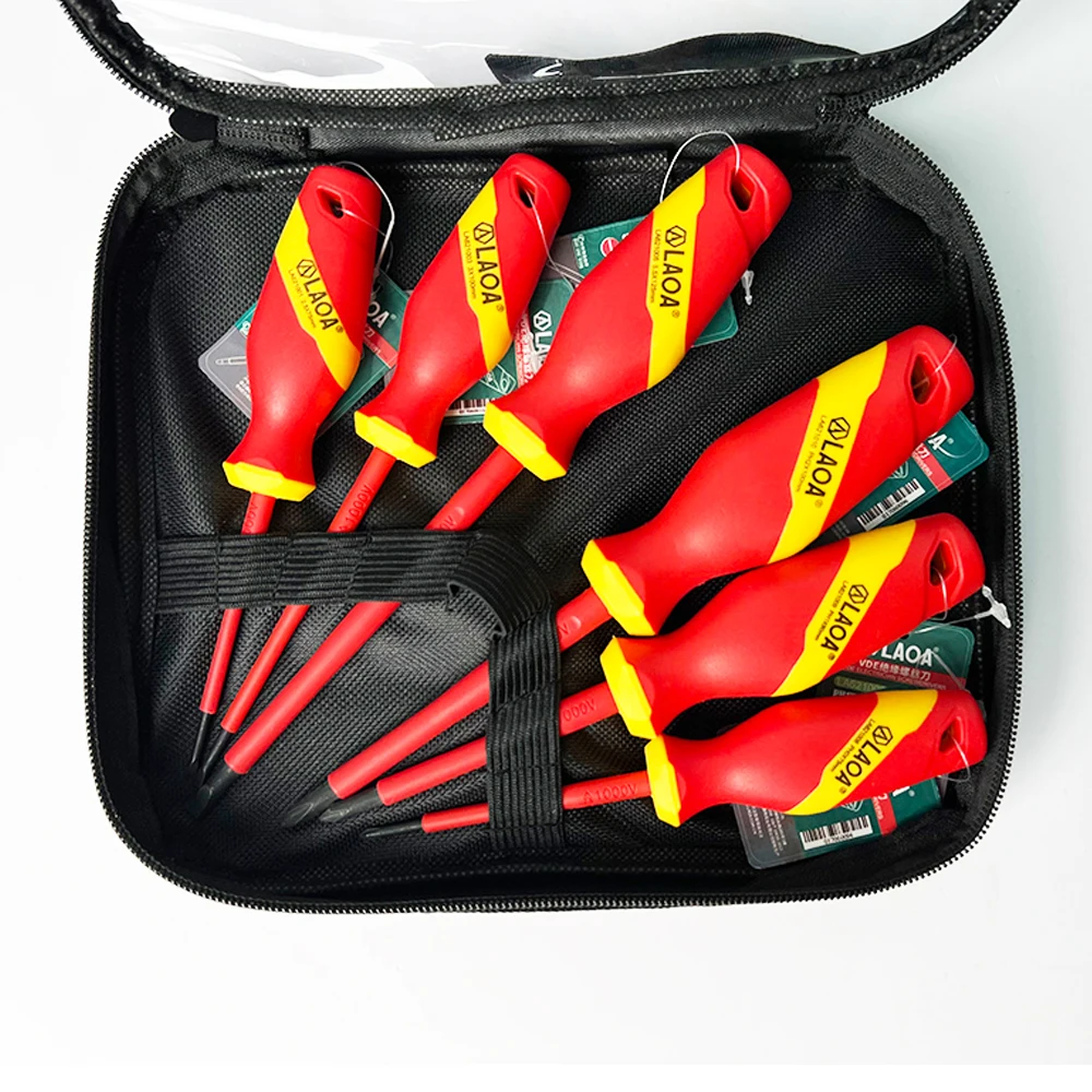 LAOA 1000V Insulated Screwdriver Sets VDE Slotted and Phillips Screwdrivers with Magnetic Slotted Phillips