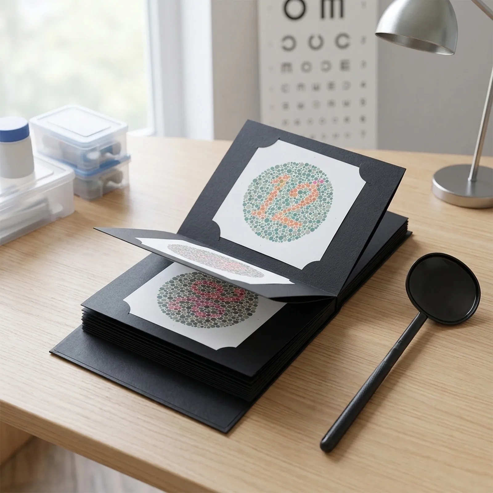 38 Plates Ishihara Color Vision Test Book 2025 with Eye Shading Lenses for Professional Optometry and Color Blindness Detection