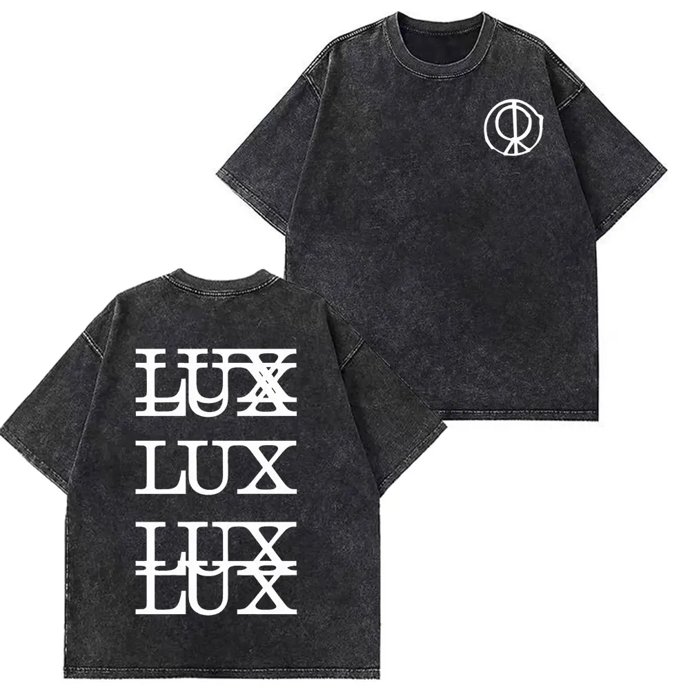 Rosía LUX TRACKLIST تي شيرت ألبوم جولة 2025 التي شيرت الرجال النساء ملابس بأكمام قصيرة تي شيرت عادية فضفاض غسلها تي شيرت الشارع الشهير #5