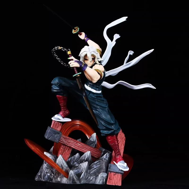 

27cm Generic Demon Slayer Uzui Tengen Sound Hashira Gk Figure Double Head Sculpt Battle Scene Boxed Collectible Statue