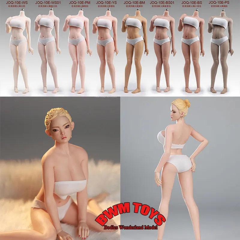 

JOQ-10E 1/6 Scale Female Soldier Detachable Feet European American Large Chest Seamless Body 12'' Action Figure Super Soft Doll