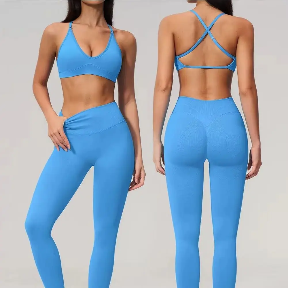 Seamless Yoga Set Women's Tracksuit Gym Clothes Fitness Set Woman 2 Pieces Legging Sports Bra Breathable Sportwear Woman Outfits