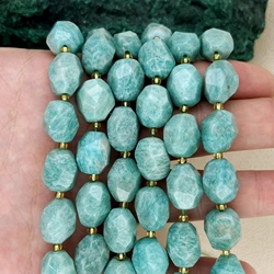 Faceted Natural Stone Blue Amazonites Cutting Nugget Beads For DIY Jewelry Making My240522