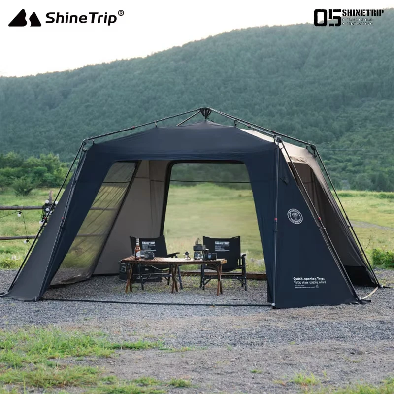 ShineTrip Camping Tent Silver Plated Canopy Extra Large Quick Setup Sunproof Camping Auto Dome Waterproof