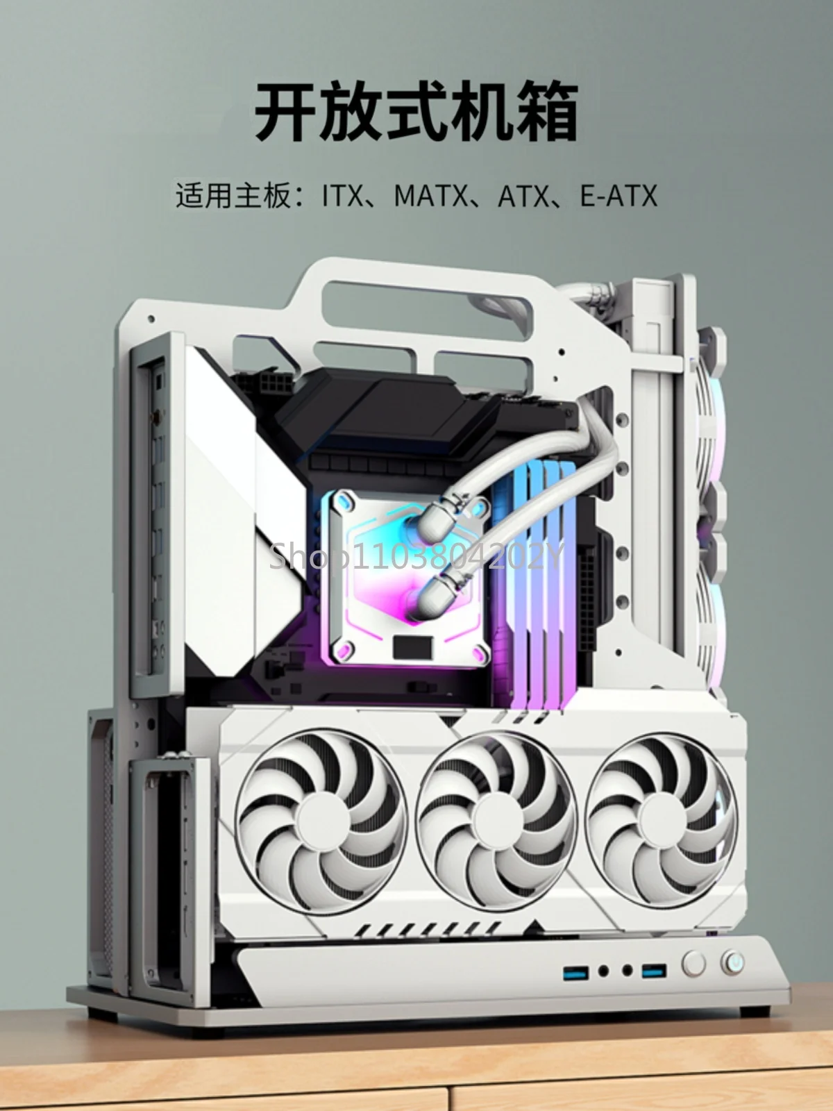 Water-cooled computer case, desktop, game, cool, transparent, host case